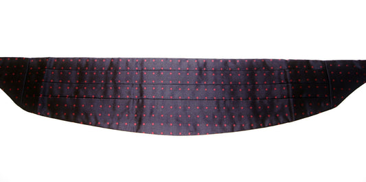 Elegant Silk Black Cummerbund with Red Polka Dots