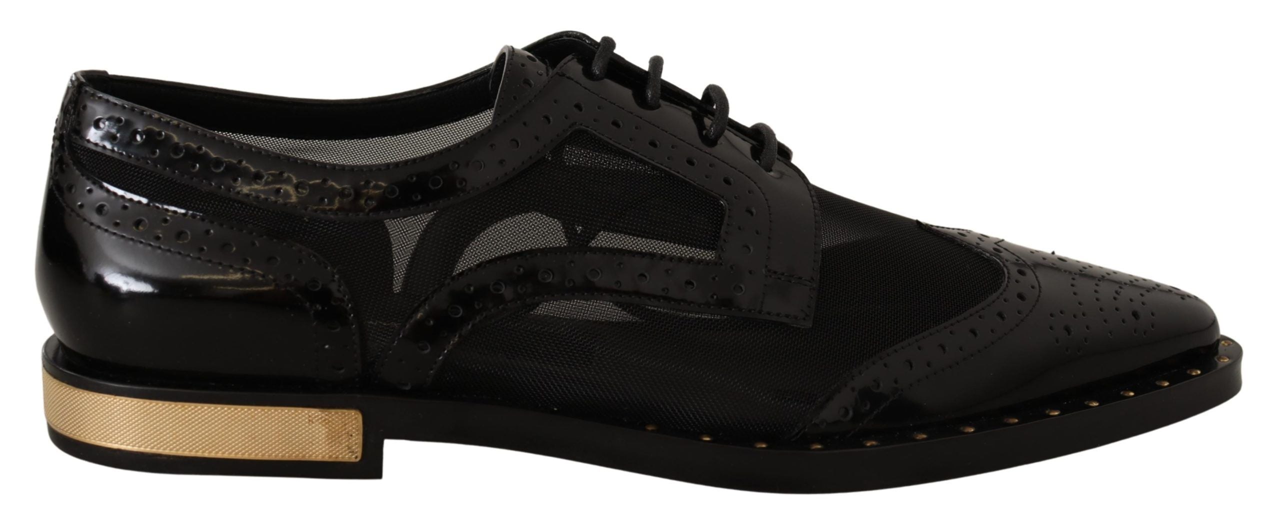 Elegant Gold-Trimmed Black Oxford Lace-Ups