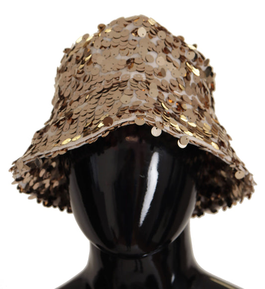 Elegant Sequined Gold Bucket Hat