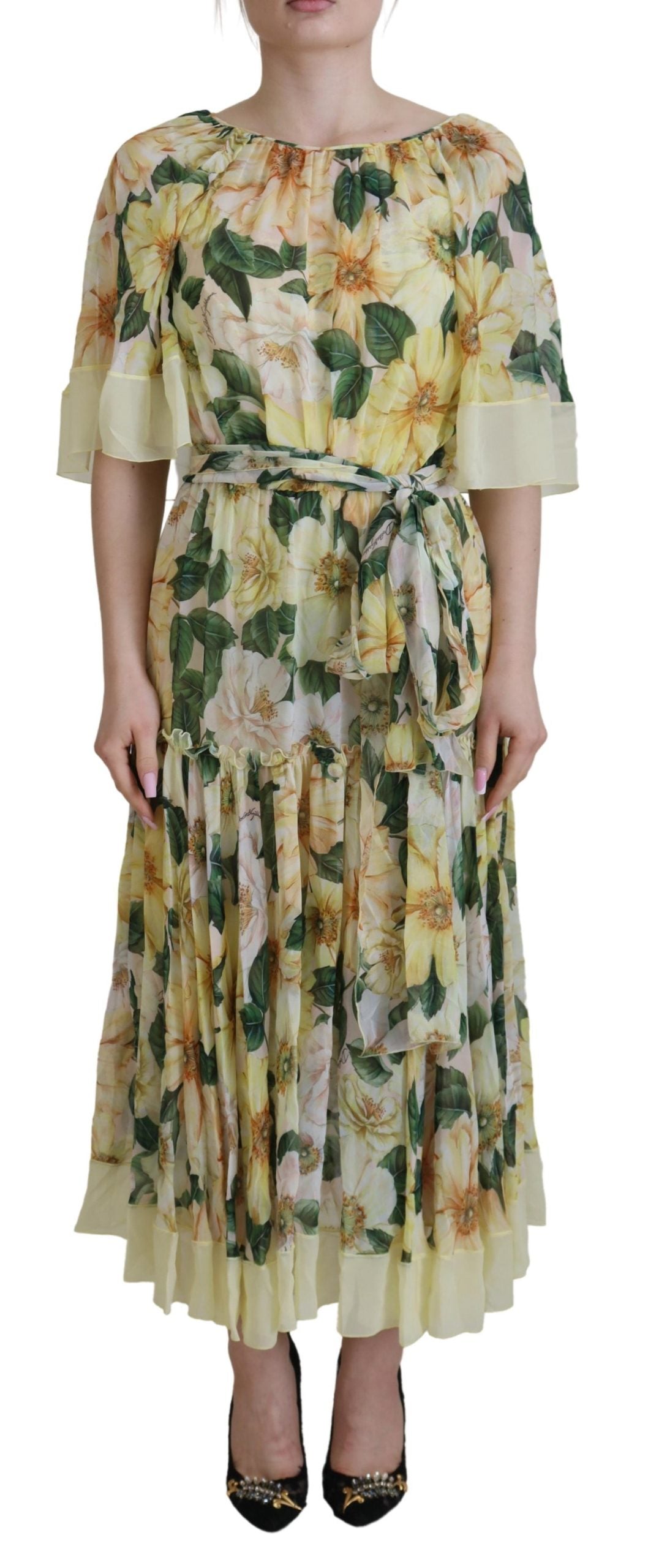 Floral Silk Pleated Maxi Dress