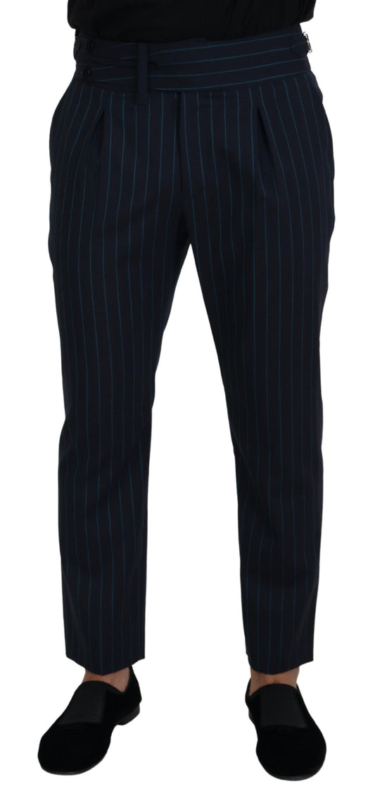 Elegant Stripe Virgin Wool Trousers