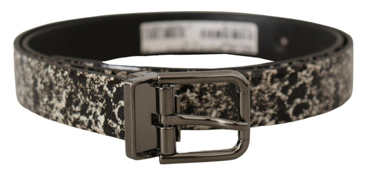 Elegant Marble Print Leather Belt