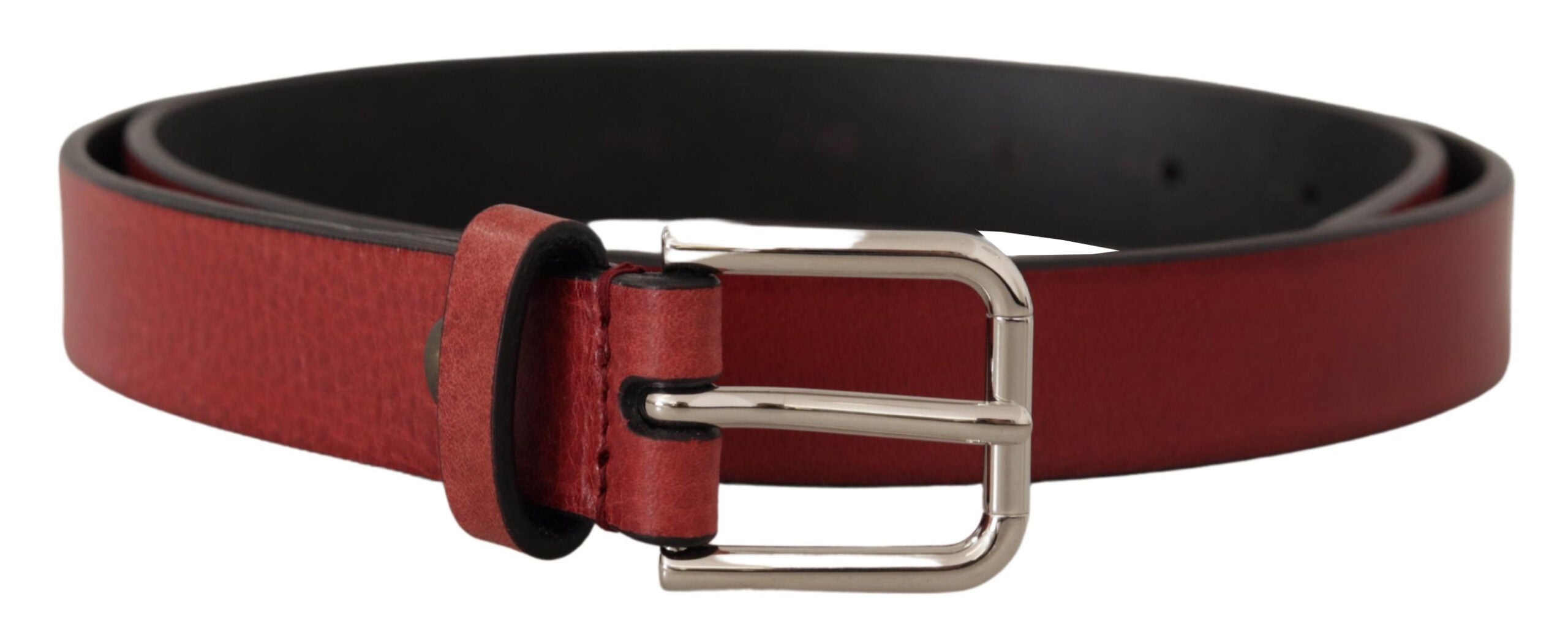 Elegant Maroon Italian Leather Belt