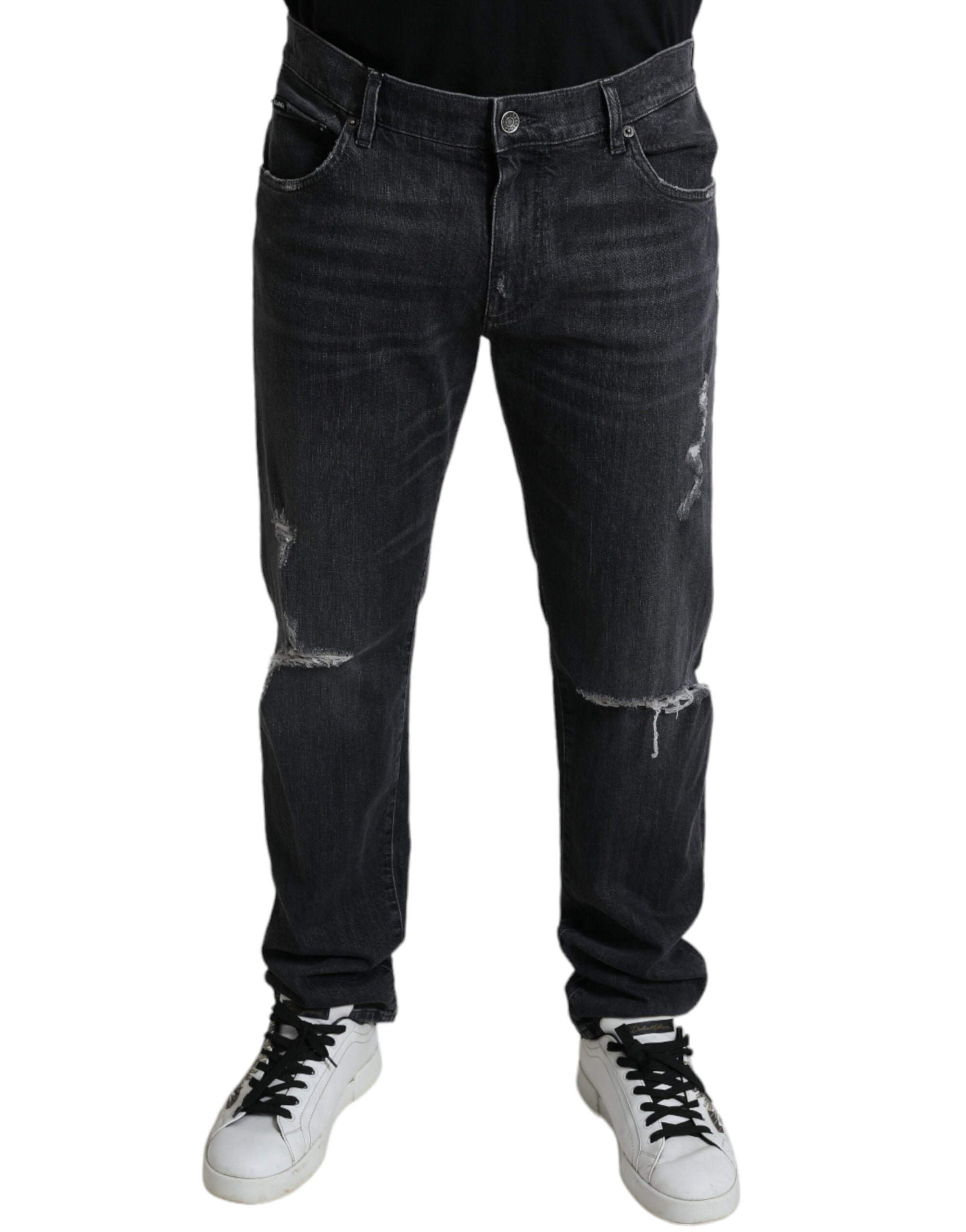 Elegant Slim Fit Tattered Denim Jeans