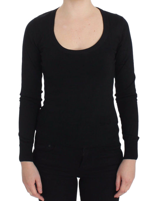 Elegant Black Deep Crewneck Sweater