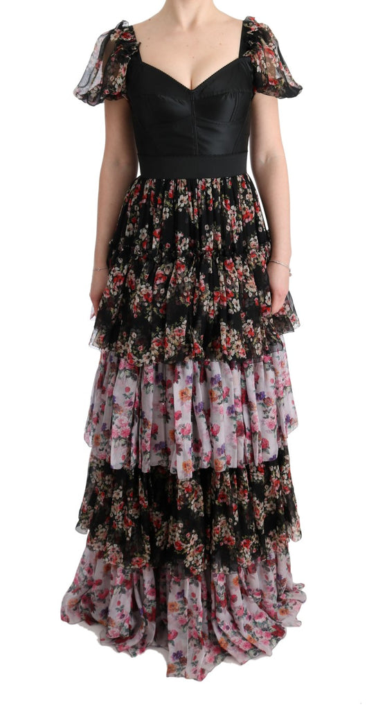 Elegant Floral Shift Dress in Multicolor Silk Blend