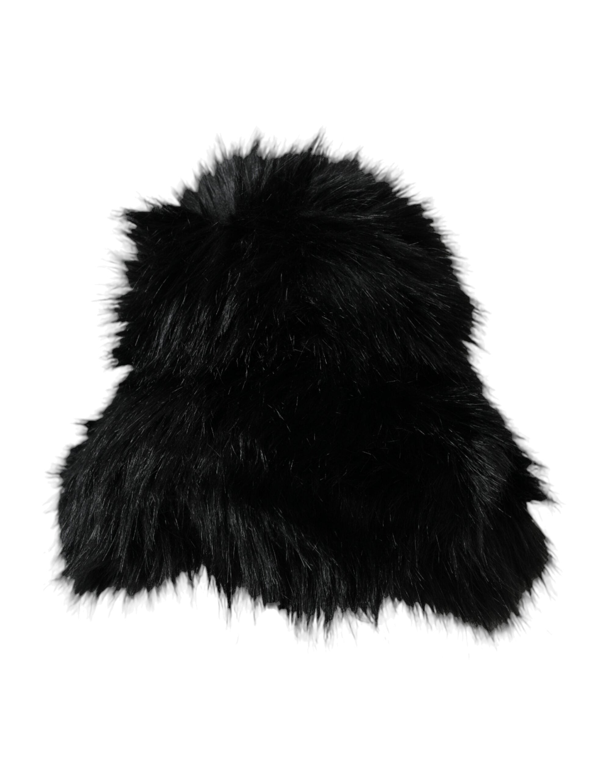 Black Faux Fur Womens Bucket Hat