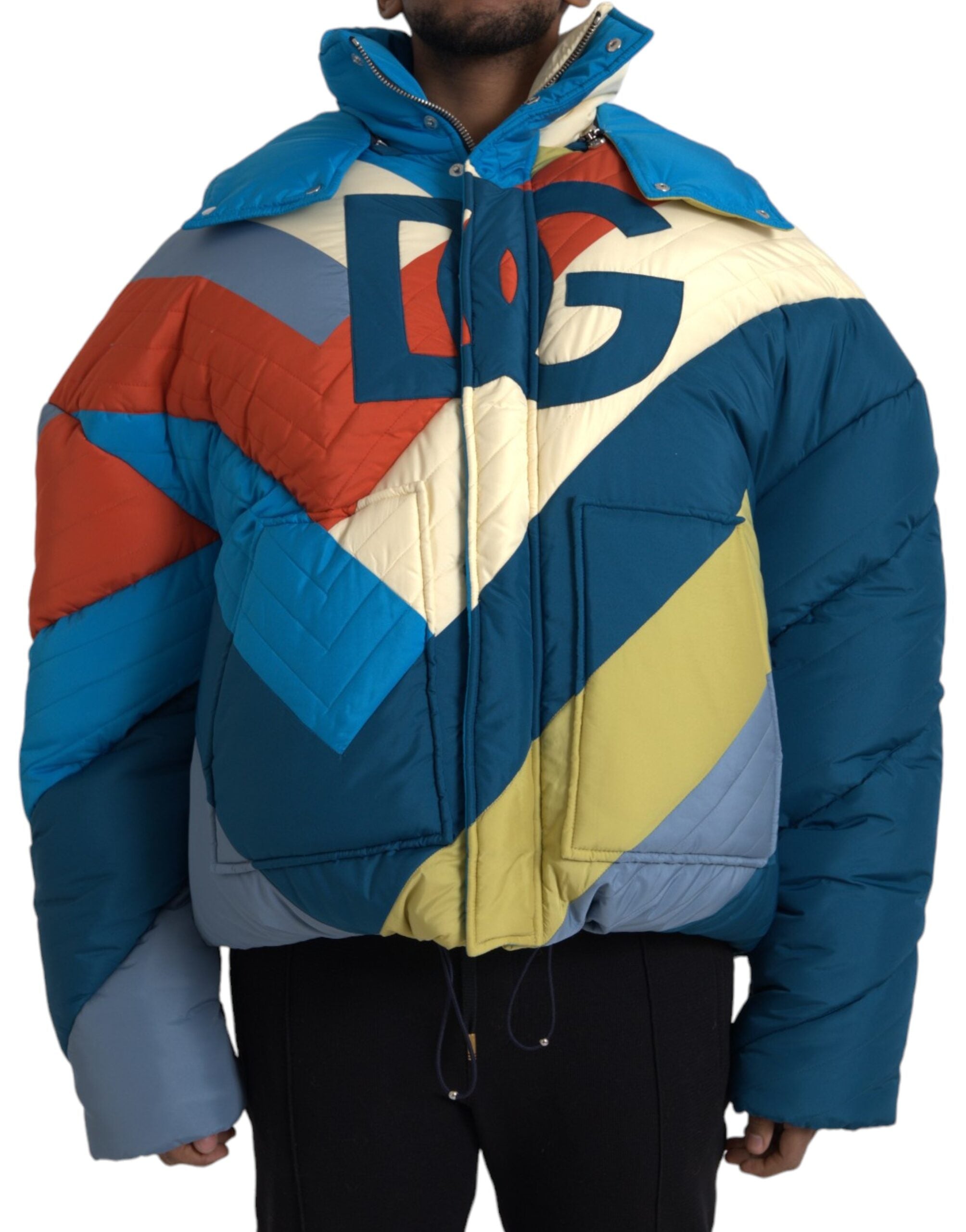 Multicolor Logo Windbreaker Puffer Jacket