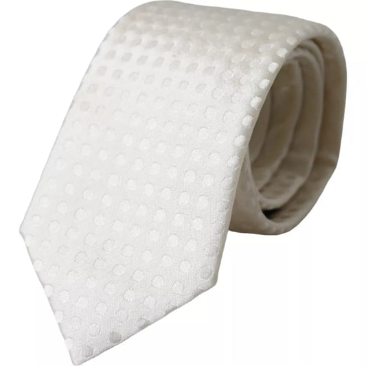 White Dotted Silk Classic Adjustable Men Tie