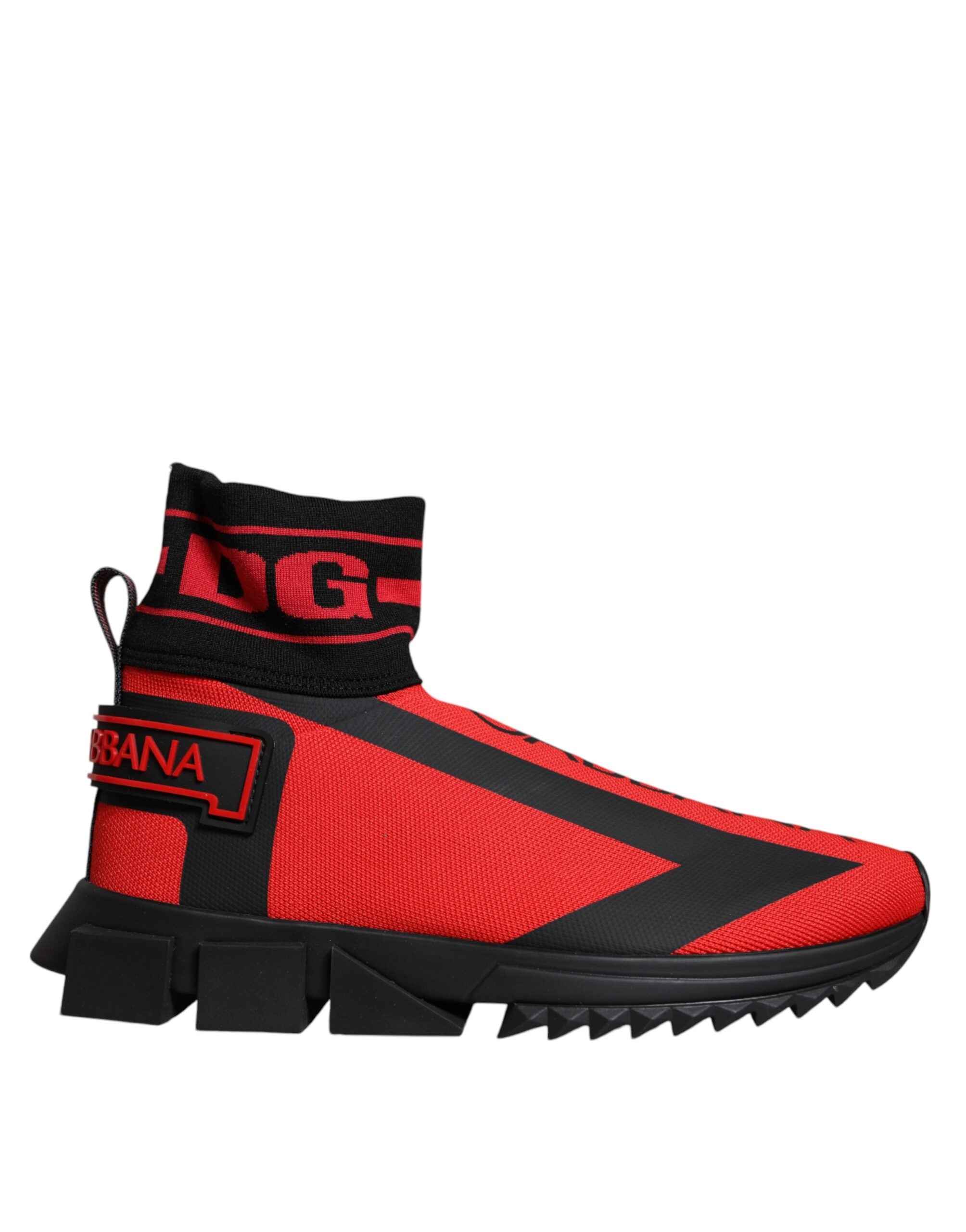 Red Black Fabric High Top Sorrento Sneakers Shoes