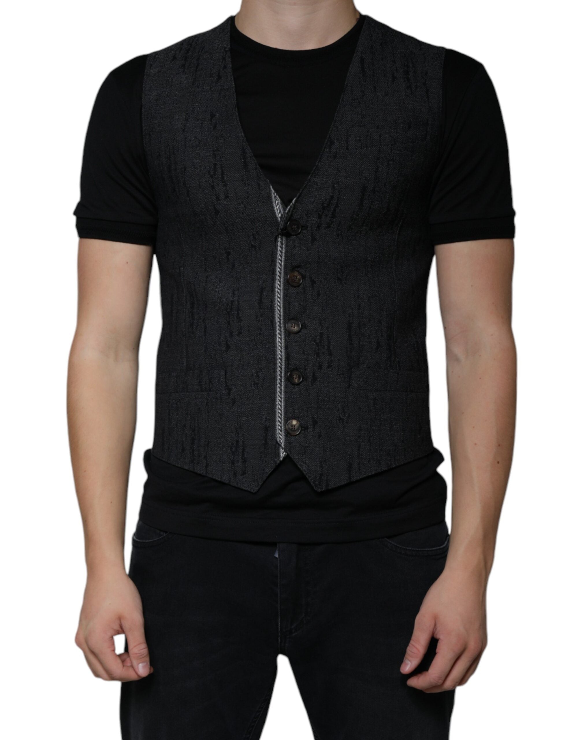 Black Wool Sleeveless Dress Waistcoat Vest