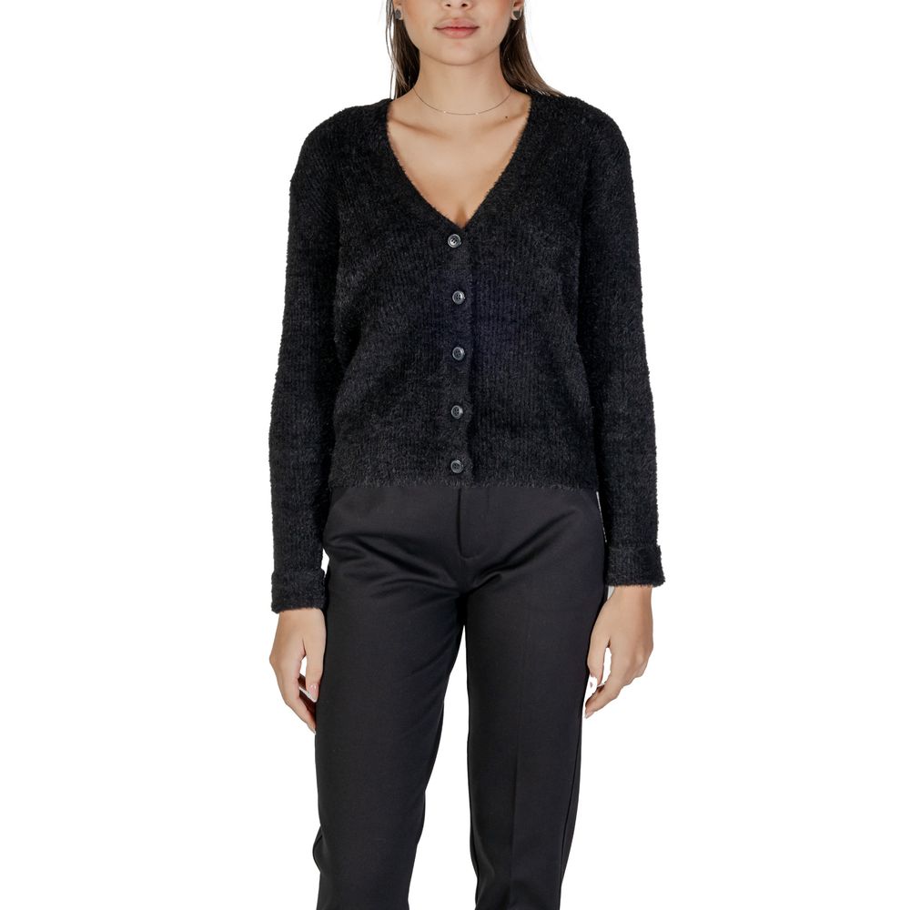 Black Polyester Cardigan